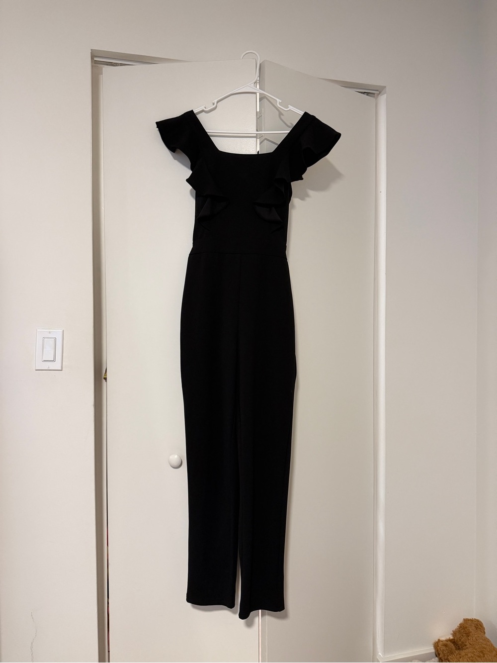 Aqua Black Off-Shoulder Ruffle Jumpsuit